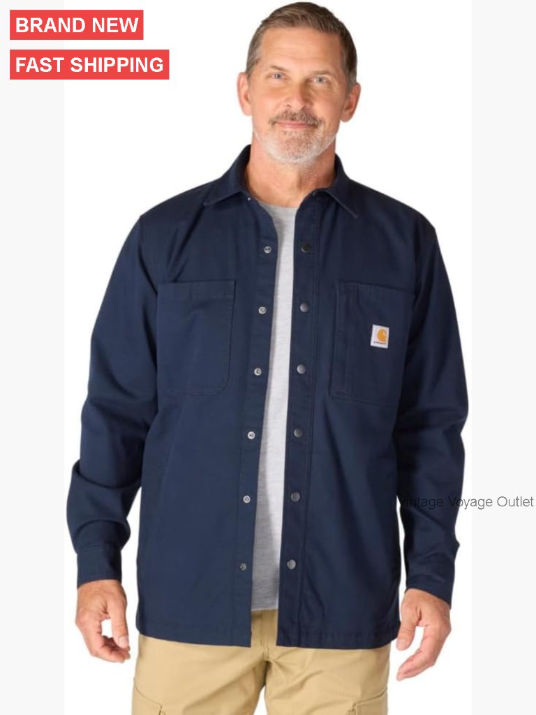 Men's Relaxed Fit Fleece-Lined Work Shirt Jac With Snap Front